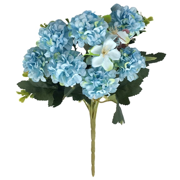 1 Bunch 7-Head Faux Chrysanthemum Bouquet, Silk Artificial Mums Flower Bunch for Vase Home Table Shelf Decor, Blue