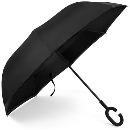 Windproof UV Protection Inverted Umbrella Cars Reverse folding Umbrellas, Larger C Shaped Hook Handle for Firmer Grip by (Best Uv Protection Umbrella)