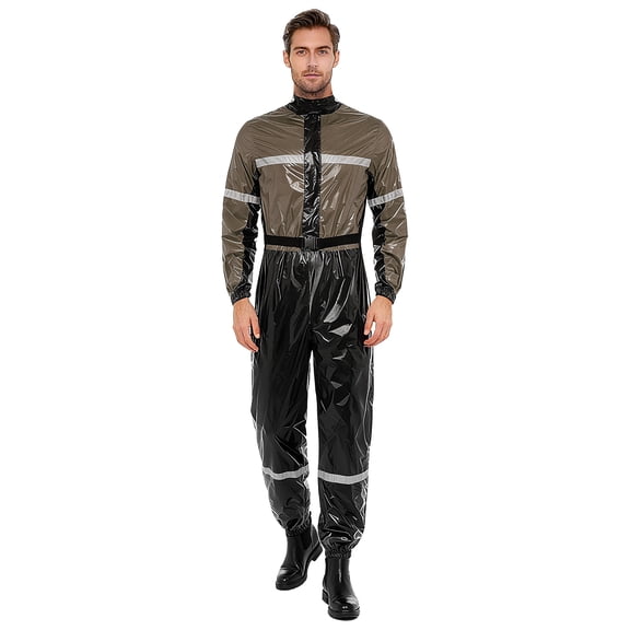 Choomomo Work Jumpsuit Casual Waterproof Coveralls Unisex Men Long Sleeve Spray Paint Clothes Grey M