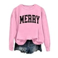 thumbnail image 4 of Women Merry Christmas Sweatshirts Xmas Letter Print Crewneck Tunic Tops Long Sleeve Holiday Party Pullover, 4 of 4