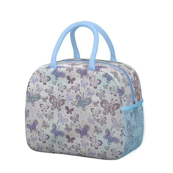 Reusable Butterfly Lnsulated Lunch Bag for Women & Men-Leakproof Water-Resistant Cooler Tote,Large Capacity(10.6x8.7x6.3in)for Work,Office,Travel,Picnic,Beach.