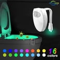 thumbnail image 1 of Luz de baño, luz nocturna LED, sensor de movimiento, iluminación para baño, 8 colores cambiantes, 1 of 4