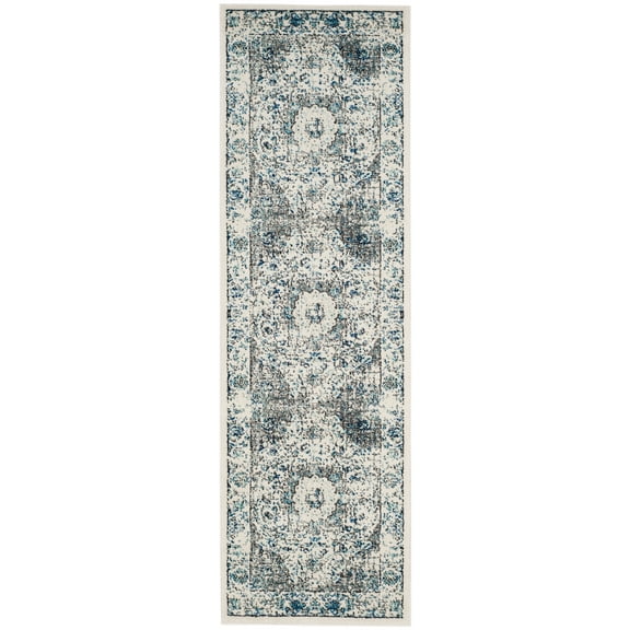 SAFAVIEH Evoke Teale Traditional Bordered Runner Rug, Grey/Ivory, 2'2" x 21'