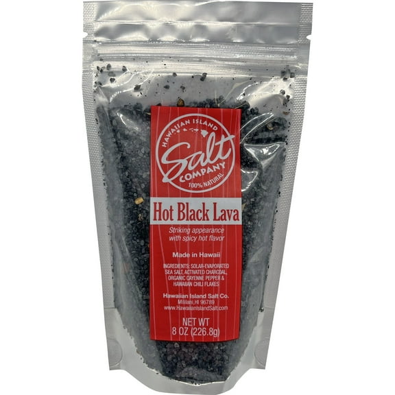 Hawaiian Island Salt Company Souvenir Kitchen Hot Black Lava Salt Pouch 8 oz