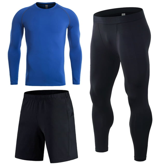 Pantalons de Survêtement pour Hommes Pantalons de Compression de Course Entraînement Physique Extensibles Base de Basketball Pantalons de Sport Homme Bleu L