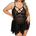 thumbnail image 4 of Plus Size Lingerie, CaiDieNu Lingerie for Women Plus Size, Sexy Lingerie Low Back Lace Mesh Chemise - Black 4XL, 4 of 5