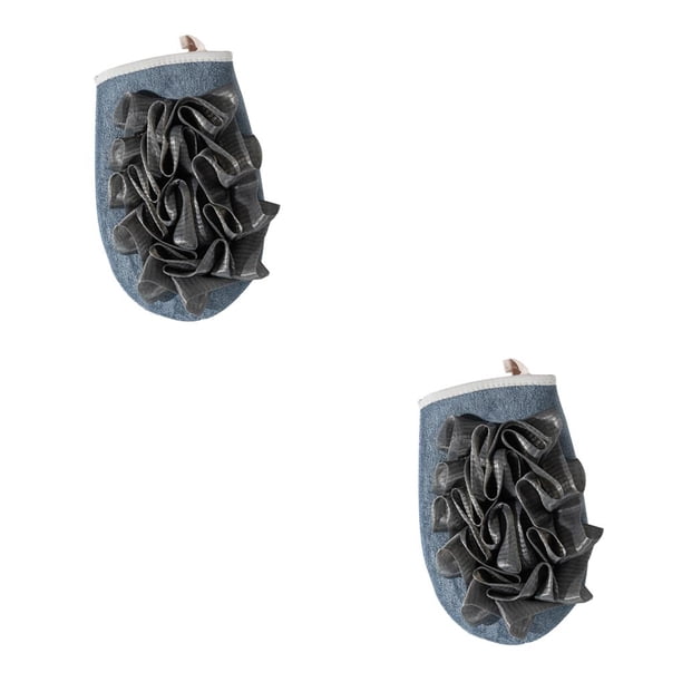 Billuyoard Toalla de doble Guantes de baño reutilizables Toallita exfoliante para la ducha Limpieza del baño corporal Herramienta de baño Gris 2piezas