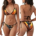 thumbnail image 3 of KLL Cartoon Puppy Sunset Print Bikini Set for Women,String Two Piece Halter Top Triangle Bikini Set with Tie Side Bottom Sexy Swimsuit Bathing Suits, 3 of 5