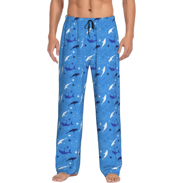 Balery Cute Shark Pantalones de pijama para hombre, pijama ultraligero, pantalón de descanso-Medium
