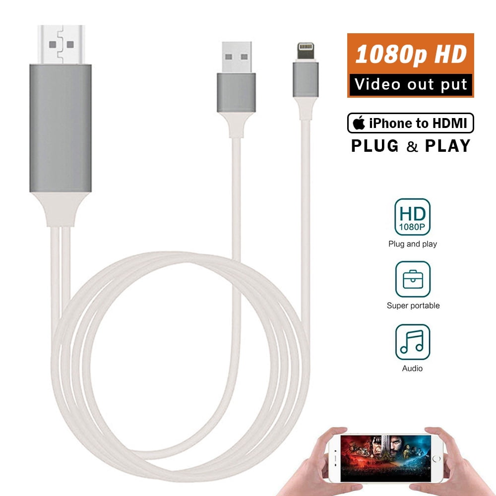 resultat Pløje Fælles valg Compatible with iPad iPhone to TV HDMI Adapter,1080P High Resolution HDMI  Adapter Cable,Support 1080P HDTV Compatible with iPhone Xs X 8 7 6 Plus,  iPad, iPod to TV Projector Monitor - Walmart.com