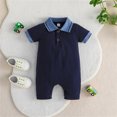 thumbnail image 2 of Sngxgn Baby Boys Floral Ruffle Romper Long Sleeve Bodysuit(Blue,74), 2 of 8