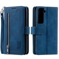 thumbnail image 2 of SaniMore for Samsung Galaxy S23 6.1" 2023 Case, Prumium PU Leather Zipper Wallet Card Slots Cash Pocket Flip Kickstand Lanyard Anti-drop Shcokproof Full Body Wrap Business Case for Galaxy S23,Darkblue, 2 of 13