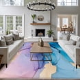 thumbnail image 4 of 5x7 Washable Area Rug, Abstract Impressionist Non-Slip Large Rectangle Rug for Living Room Bedroom, Blue Gold Marble Texture Indoor Floor Mat for Home Decor, 4 of 9