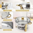 thumbnail image 3 of Eastvita Ensemble de 2 Buffets Ronds de 5 Qt en Acier Inoxydable avec Couvercle, Support, Couvercle en Verre, Serveurs de Buffet, Réchauffeurs pour Fêtes, Mariages, Camping, Dîners, Or, 3 of 4