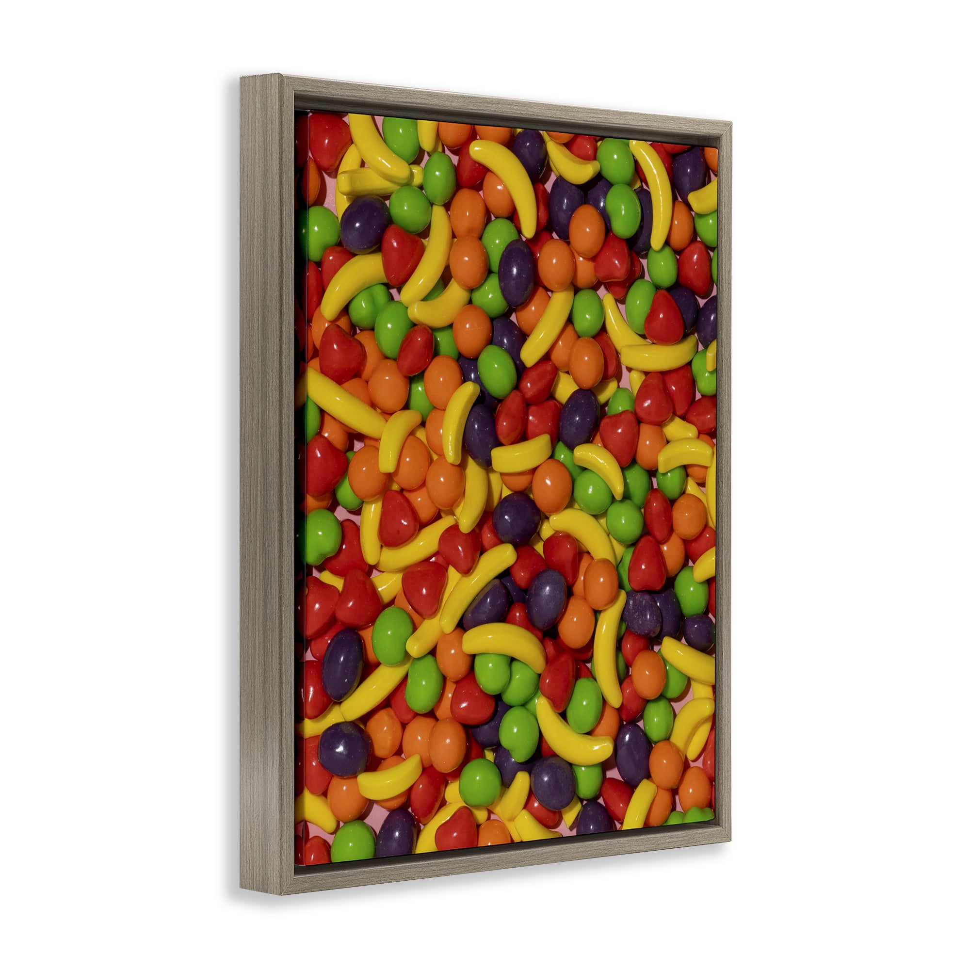 Stupell Industries Retro Assorted Fruit Candy Brown Framed Floater Canvas Wall Art, design by LISH Creative
