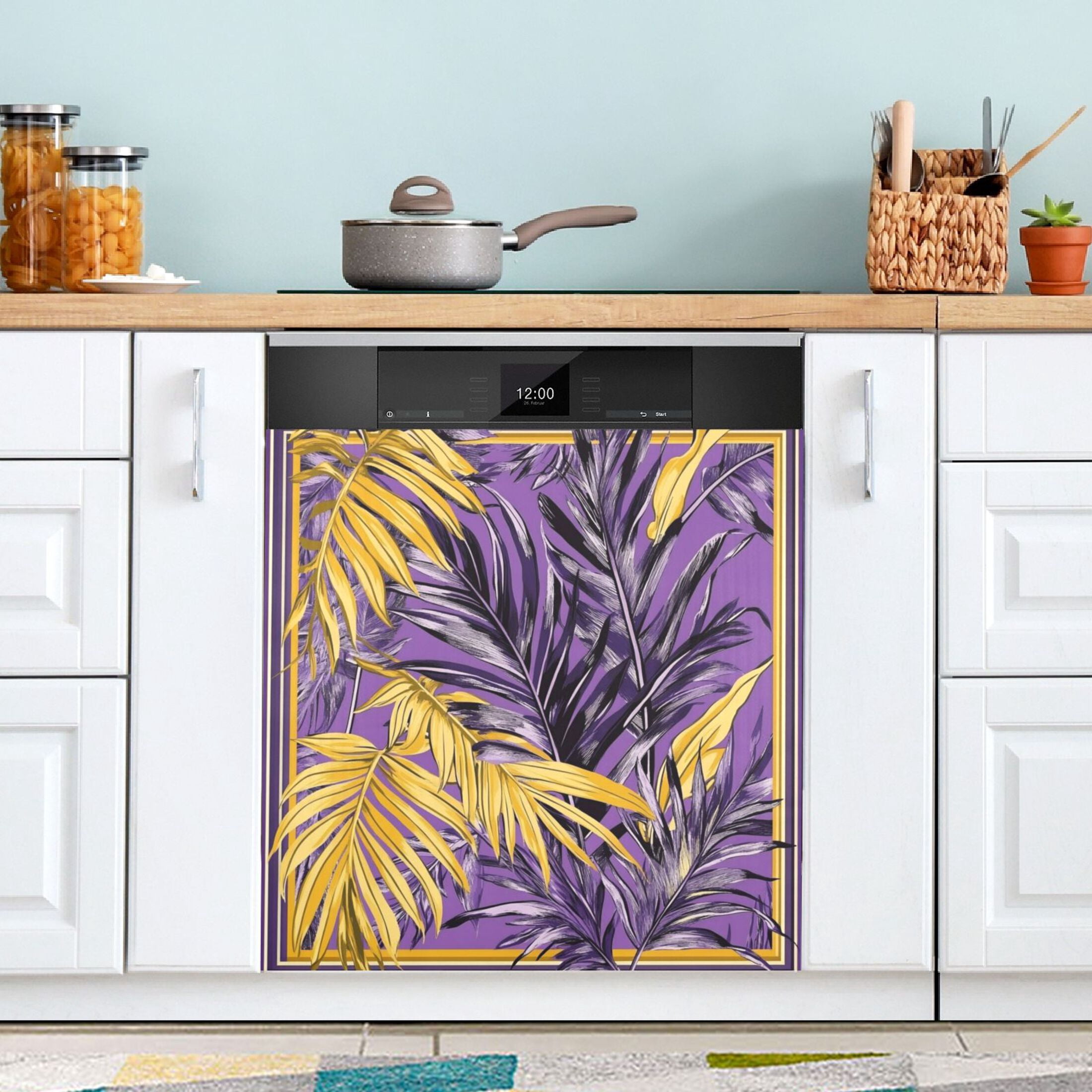 Dishwasher Magnetic Sticker 23x26 Inch Refrigerator Magnetic Sticker Washing Machine Magnetic Sticker Kitchen Panel Magnetic Sticker Home Decor Cool Yellow Leaf