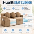 thumbnail image 6 of SESSLIFE 3 Seater Sofa Couch, Comfy Extra Deep Seat Cloud Couch with 3 Pillows and Side Pockets, Corduroy Low Profile Floor Sofa for Living Room, Compact No Assembly Couch, Camel, 6 of 8