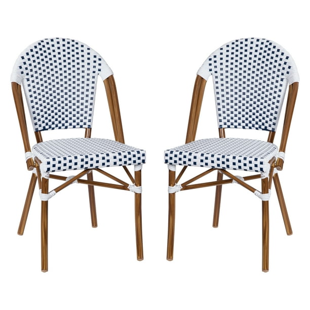 Flash Furniture Lourdes Set of 2 Indoor/Outdoor Commercial French Bistro Stacking Chair, White