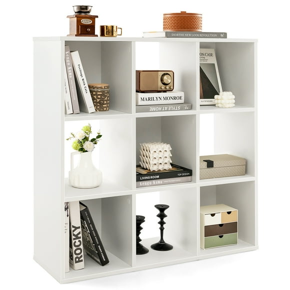 Giantex Bibliothèque à 9 Cubes, Étagère Ouverte en Bois, Étagère de Rangement Autoportante pour Exposition