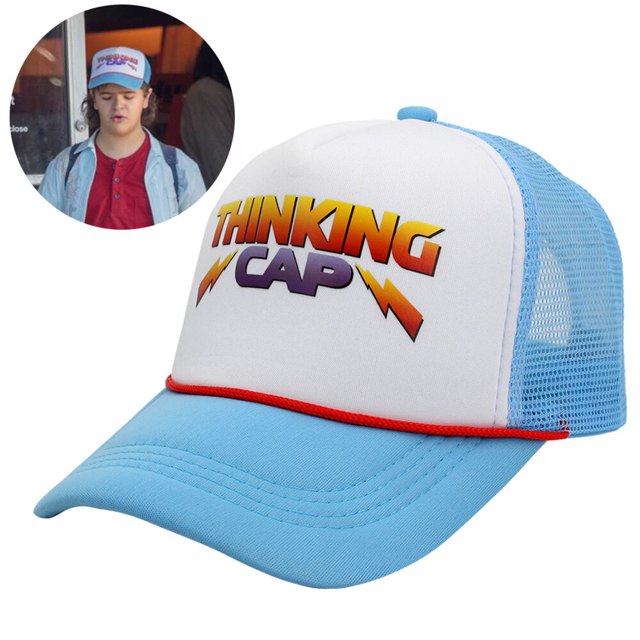 Thinking Cap Print Snapback Caps Ombre Lighting Adult Mesh Trucker Hat Stranger Things Season 4 Costume Holloween Hat Cap YP00356-60cm for adult Gao Jinjia LED