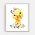 thumbnail image 2 of Duck, Farm Animals, Barn Animals, Barnyard, Pink Flowers, Girl Nursery - Illustration Watercolor Animal Floral Whimsical Unframed Wall Art Print 20 x 24 inches, 2 of 13