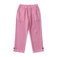 thumbnail image 4 of YDFCWXW Capri Pants for Girls Summer Beach Vacation Trouser Lightweight Casual Pants Elastic Waist Pant Bermuda Shorts (Pink, 13-14 Years), 4 of 5