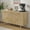 Natural, variant on Modern Farmhouse Buffet Cabinet, 4-Doors 3-Drawers Wood Coffee Bar Cabinet with Adjustable Shelves, Walnut