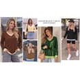 thumbnail image 5 of MOYIKO Color Block Sweatshirts for Women V Neck Long Sleeve Shirts Fashion Tops Pullover Sweatshirts Fall Outfits, 5 of 7