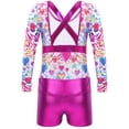 thumbnail image 5 of YiZYiF Kids Girls Gymnastics Leotard and Shorts Outfit Long Sleeve Cartoon Prints Dancewear, 5 of 7