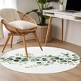 thumbnail image 5 of Pastoral Green Round Area&nbsp;Rug 3ft Eucalyptus Leaves Watercolor Plant Rustic Non-Slip&nbsp;Washable Circle Rugs Soft Felt Indoor Floor Mat for Bedroom Kitchen Living Room Bathroom, 5 of 9