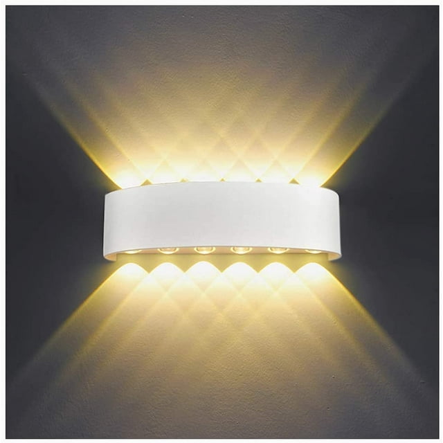 Aplique de pared LED para interior de 12 W, blanco, moderno, de aluminio, resistente al agua IP65, para exterior, foco de luz vertical para salón, dormitorio, recibidor, escalera y camino (blanco cáli