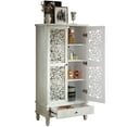 thumbnail image 3 of Noble house Rustic Tall Storage Cabinet with Drawer, Carved 2-Door Cabinet with Solid Wood Legs,Antique White, 3 of 17