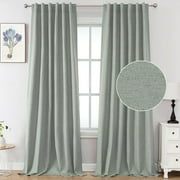 Linen Textured Curtains for Living Room Bedroom 96 inch Length Thick Rod Pocket Back Tab Privacy Rustic Farmhouse Drapes, 52W x 96L, Heather Sage