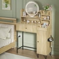 thumbnail image 6 of Furtivusia Makeup Vanity Desk with Mirror and Lights, Makeup Table with Charging Station and Drawer, Modern Vanity Table for Bedroom, Wood Color, 6 of 10