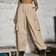 thumbnail image 3 of Gibobby Pantalones cargo para mujer 2023 Pantalones cargo Mujer Ropa holgada de ajuste relajado Pantalones negros Cintura alta Cremallera Cintura delgada(Caqui,X-CH), 3 of 5