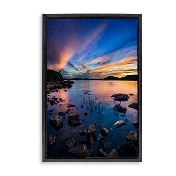 Stupell Industries Coastal Sunrise on Piseco Lake Black Floating Frame Canvas Art, 17 x 25, by Jonathan Zaharek