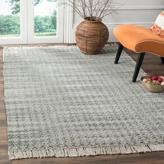 SAFAVIEH Boston Delmar Geometric Braided Cotton Area Rug, Grey/Ivory, 5' x 8'