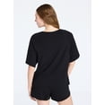 thumbnail image 4 of Joyspun Women's French Terry Lounge Sleep Short Sleeve Top and Shorts Set, 2-Piece, Sizes XS-3X, 4 of 6