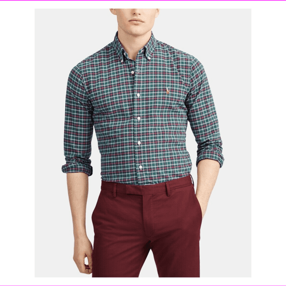 polo ralph lauren chambray button down shirt classic fit Multi Plaid Size M