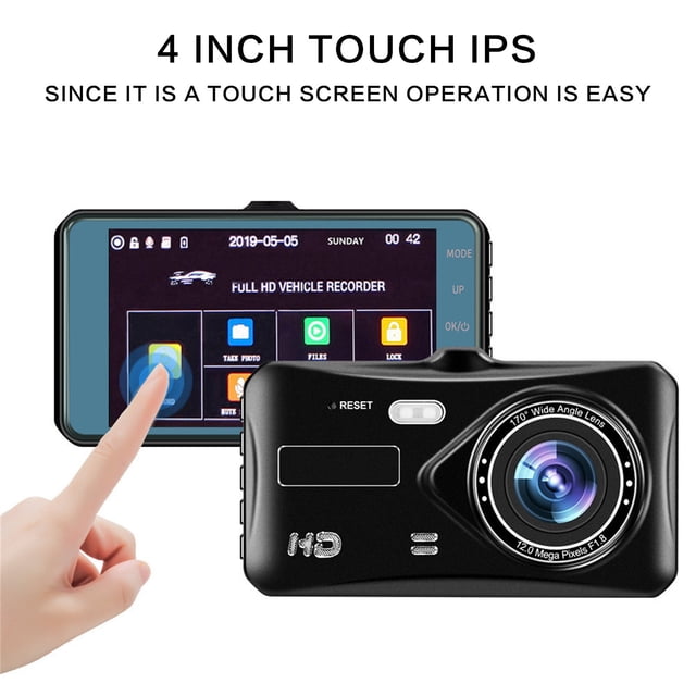 EGNMCR LCD DVR Video Dash Cam Recorder 1080P HD CAMERA Video Recorder Device 4.0 Inch IPS Night Vision G Sensor Loop Recording Wide-Angle Lens 140° Driving Recorder