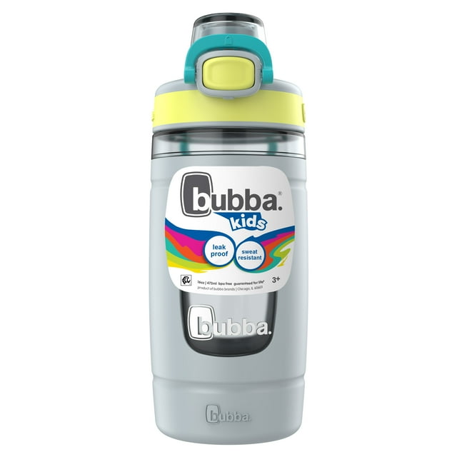 Bouteille d’eau pour enfants Flo bubba, 473 ml, large ouverture, manchon en silicone, couvercle à bouton-poussoir