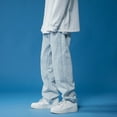 thumbnail image 5 of TAIAOJING Men's Jeans High Street Straight Leg Baggy Oversize Wide Leg Cargo Pants Comfort Stretch Denim Jeans for Men, 5 of 6