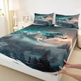 thumbnail image 3 of Manfei 3D Wolf Print Twin Sheet Sets for Teens, Rustic Jungle Tree Twin Fitted Sheet, Western Princess Castle Flat Sheet, Microfiber Bedroom Decor, 3 Pieces, 3 of 7