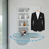 Wall Mount Ironing Board Cabinet with Mirror 180° Swivel Foldable Ironing Board with Storage for Home, Apartment & Small Spaces