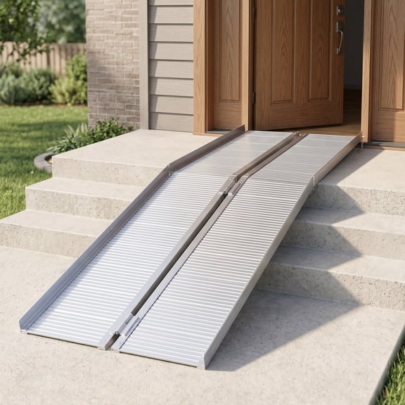 Zateety Foldable 72" Long Aluminum Mobility Ramp, 600 lb Limit