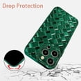thumbnail image 3 of Compatible with iPhone 13 Pro Case-6.1 Inch, Fashion 3D Woven Pattern Plating Phone Case, Grid Printed case for Women Girls Soft Silicone Shockproof Camera Protective Back Cover-Green, 3 of 13