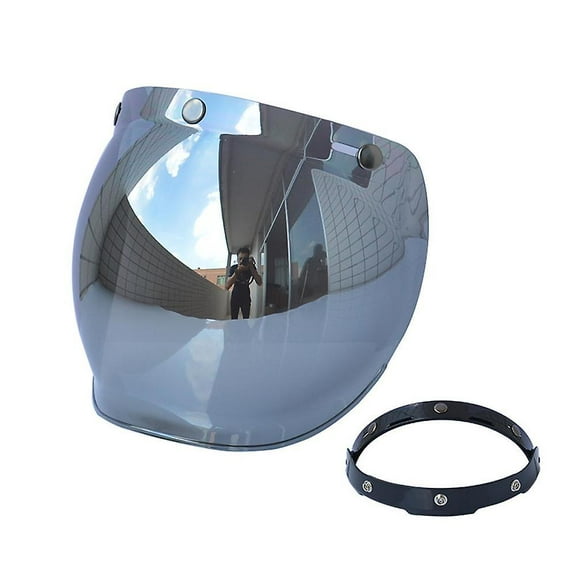 Helmet Bubble Visor Motorcycle Helmet Windshield Lens with Flip Bracket for 3-Snap Open Face Helmets