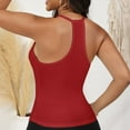 thumbnail image 3 of Women's Ribbed Knit Deep V Neck Tank Top with Seamless Design - Small, Red, 3 of 7