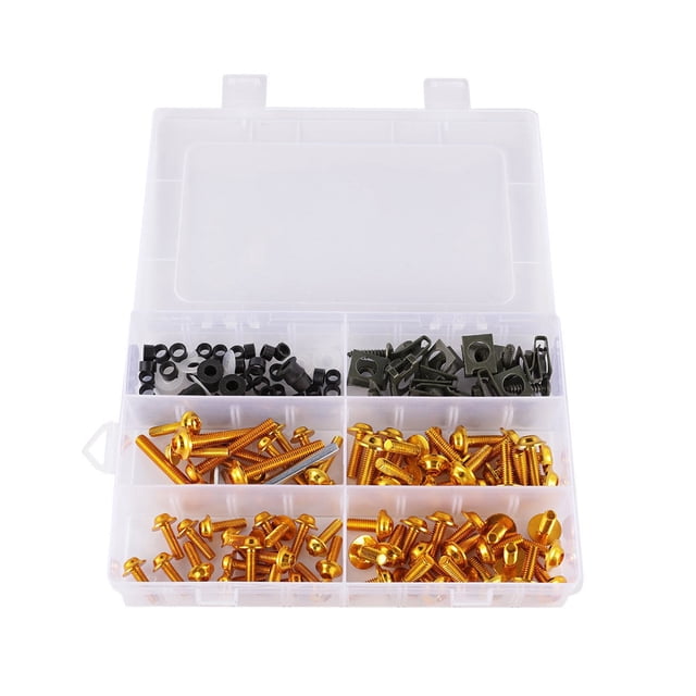 177PCS Motorcycle Sportbike Windscreen Fairing Bolts Kit Gold Fastener Screws