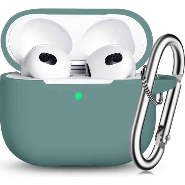 Funda para AirPods 3 R-fun de silicona verde pino con llavero